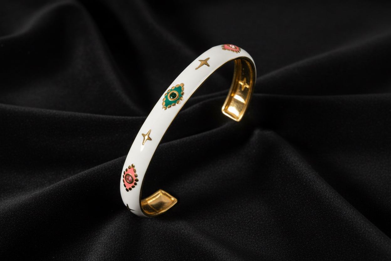 Vintage White Eye Cuff Bracelet