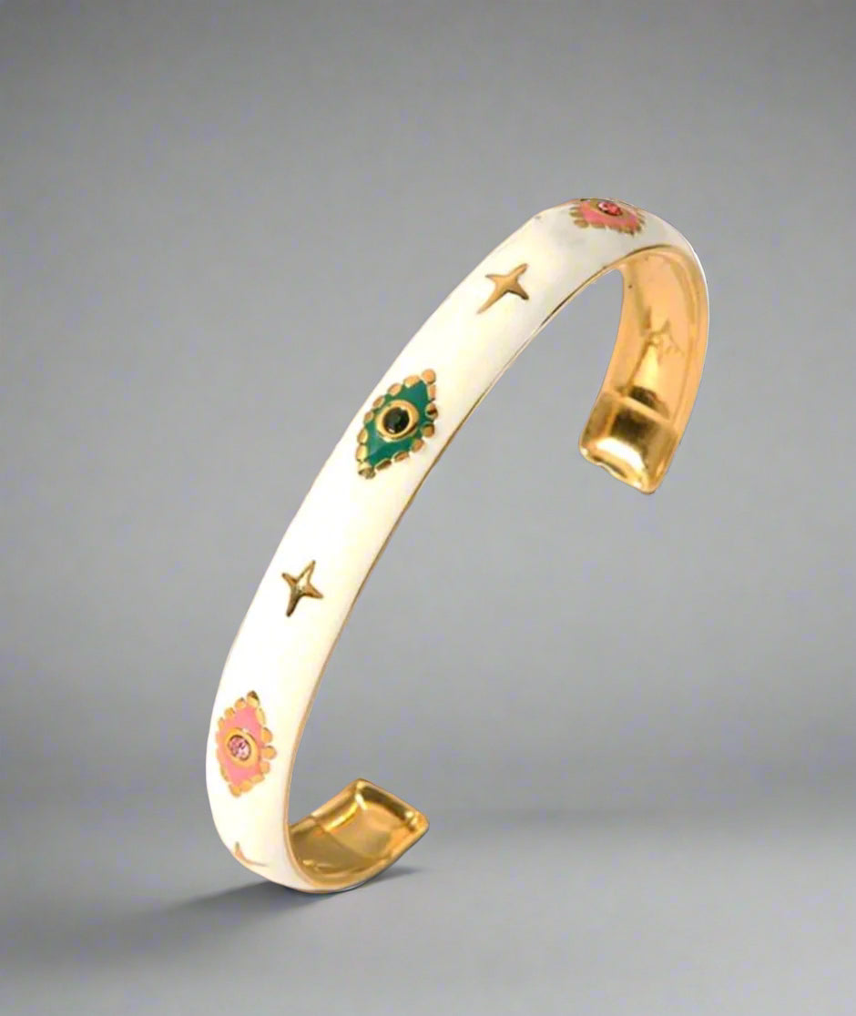 Vintage White Eye Cuff Bracelet