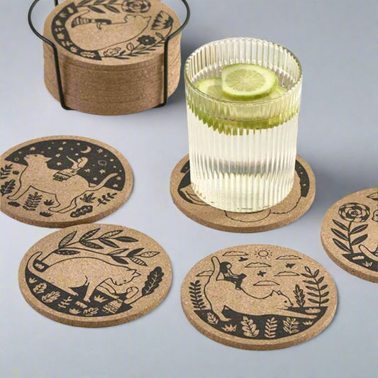 Cat & Moon coasters